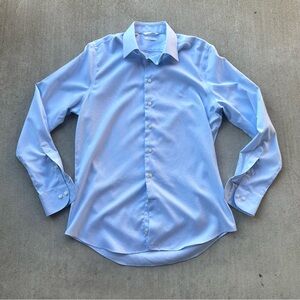 Suitsupply Traveler Chambray Shirt Men Size 15 3/4 40 Slim Fit Blue Button Front